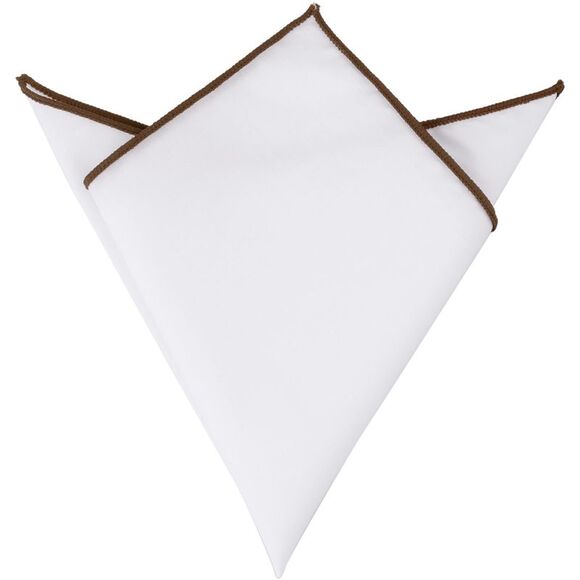 Cotton Handkerchiefs Color Contrast Trim White Pocket Squares Tuxedo Coffee - Picture 1 of 4